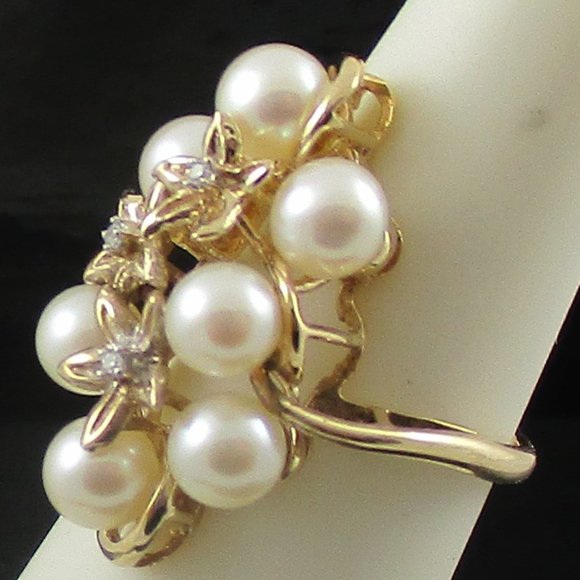14K YELLOW GOLD CULTURED FRESHWATER PEARL RING - Picture 6 of 6